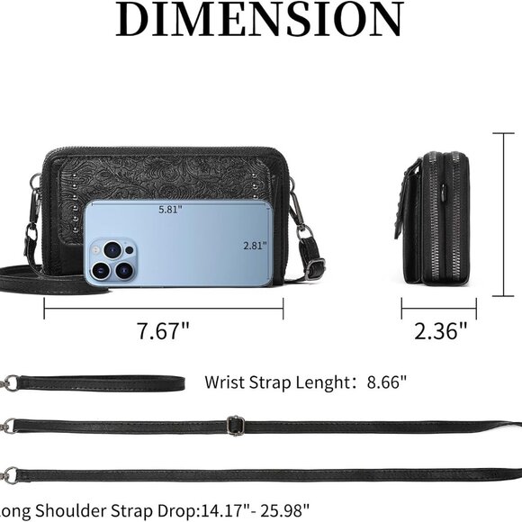 Chic Leather Wristlet Purse for Women: Spacious & Functional with Zipper Closure - Picture 2 of 6